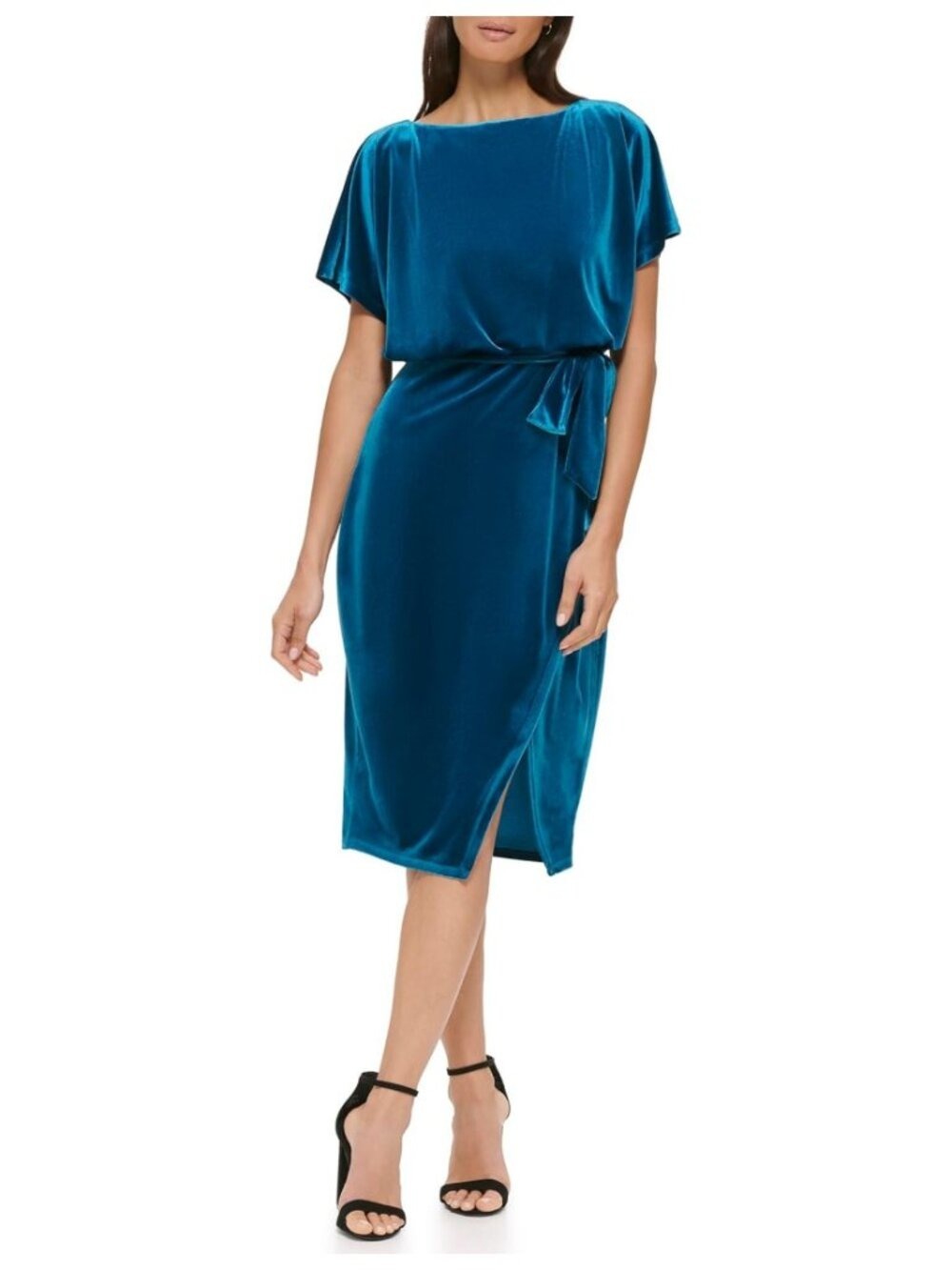 ✨ Kensie Womens Short Sleeve Tie Waist Midi Dress 2XL NWT